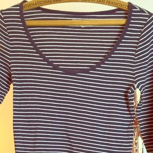 Crop striped shirt Top Sz M longer Sleeves A & F